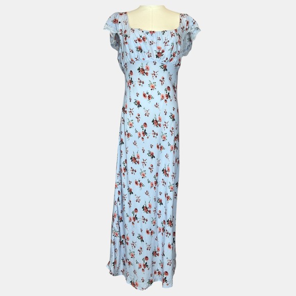 wild fable Dresses & Skirts - Wild Fable Women's Medium Blue Floral Dress Rayon Square Neck | Cottage